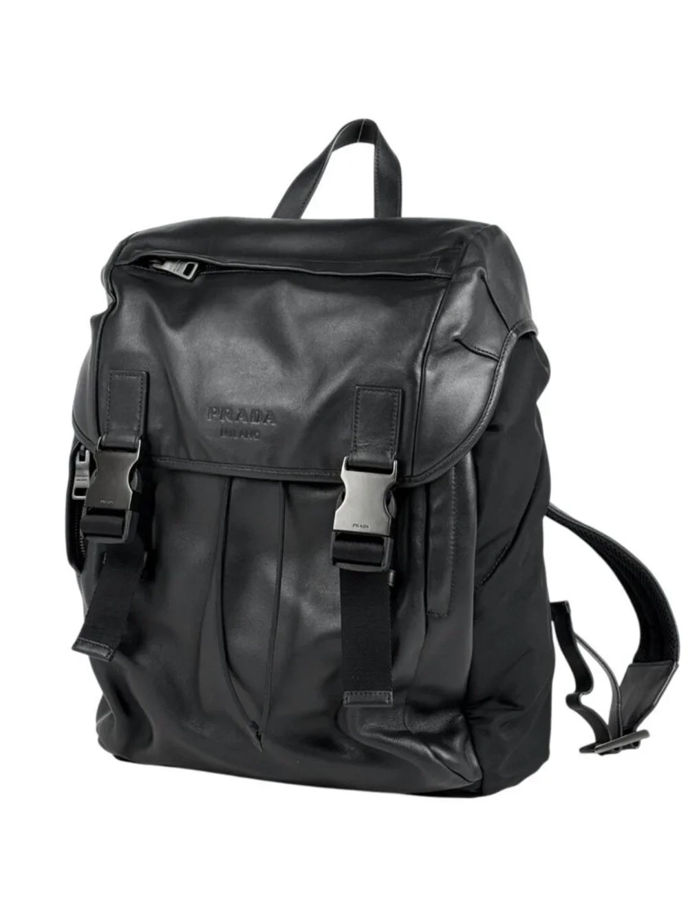 Prada Logo Backpack Tessuto Nylon Nero